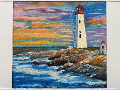 Rocky Shore Lighthouse - a Paint Artowrk by Sativa